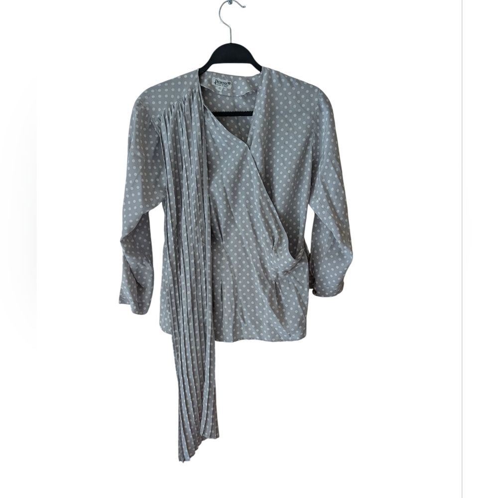 Herno Gray Polka Dot Sash Blouse Wrap Size 40 (Medium)‎